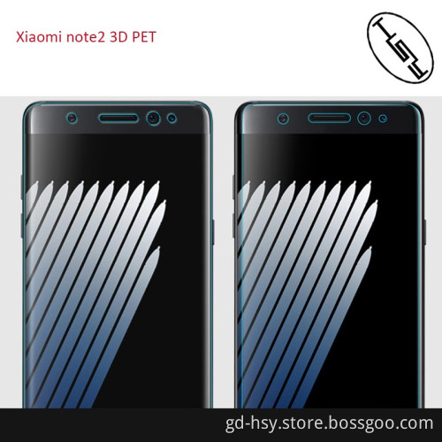 HUYSHE Nano material 3D curved full cover hot bending PET screen protector for Xiaomi note2 PET film for Xiaomi note 2